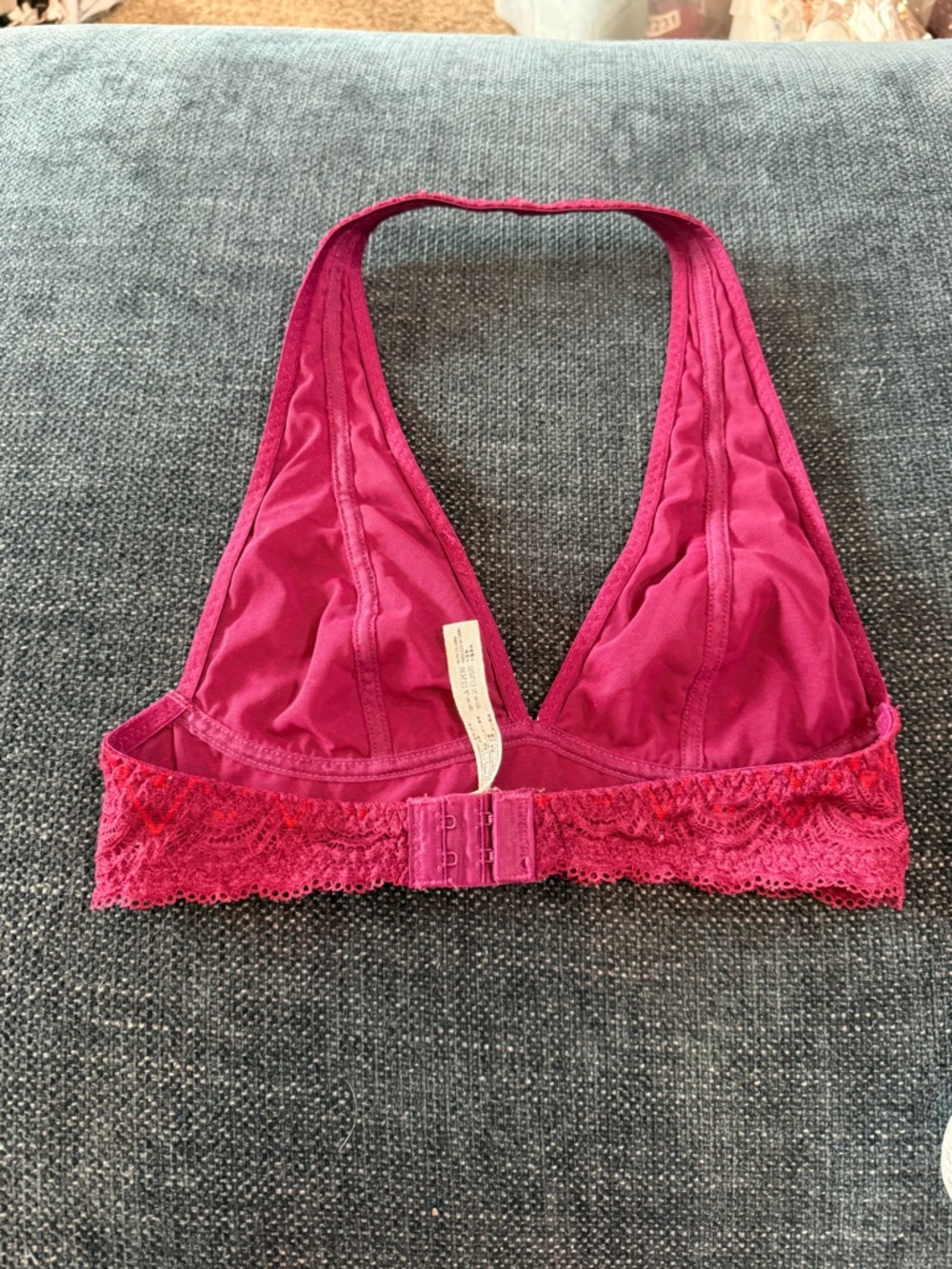 Lace Halter Bralette in Deep Raspberry - Picture 4 of 4